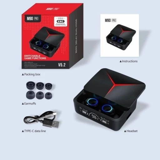 ایرپاد گیمینگ بلوتوثی اورجینال m90 pro هندزفری بی سیم قابلیت پاور بانک کیفیت محشر تماس گیمینگ