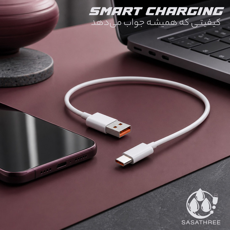 کابل تبدیل USB به USB-C ساساتیری مدل SUPER FAST 6A S08T طول 1 متر