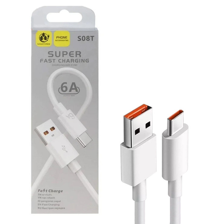 کابل تبدیل USB به USB-C ساساتیری مدل SUPER FAST 6A S08T طول 1 متر